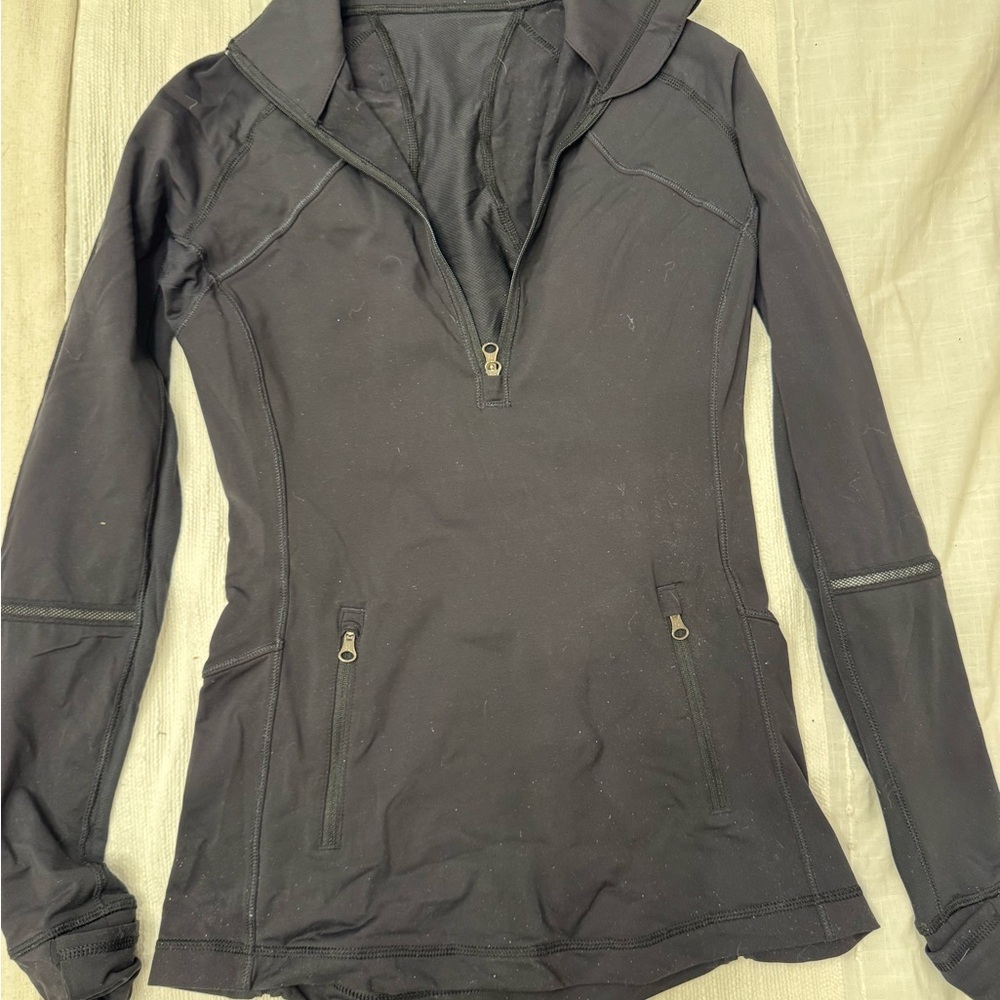 Lululemon Black Half Zip Pullover Jacket Size 2 | Long Sleeve Active Top